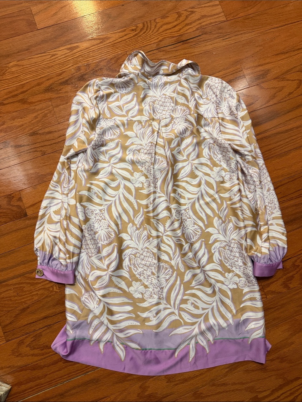Lilly Pulitzer Tan and Lavender Floral Button-Front Top - Picture 8 of 8